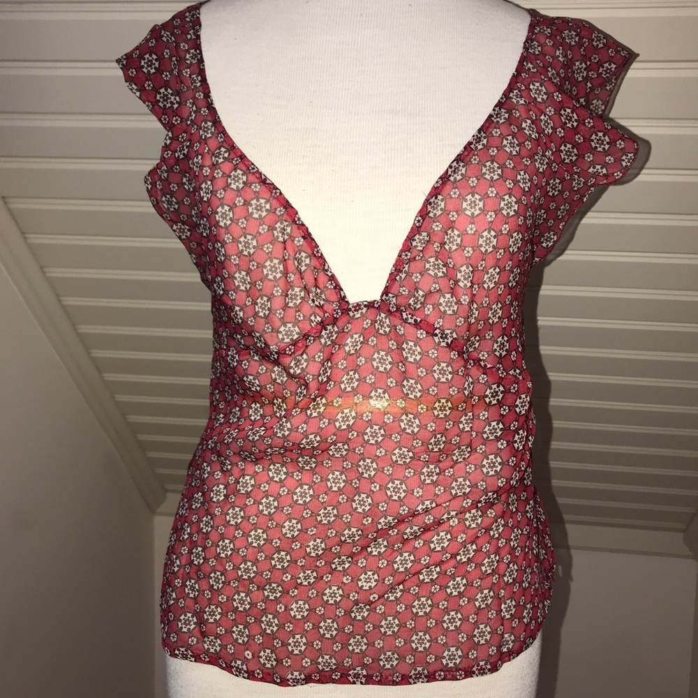 Silk chiffon ruby red top